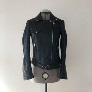 Zara Black Genuine Leather Moto Jacket S